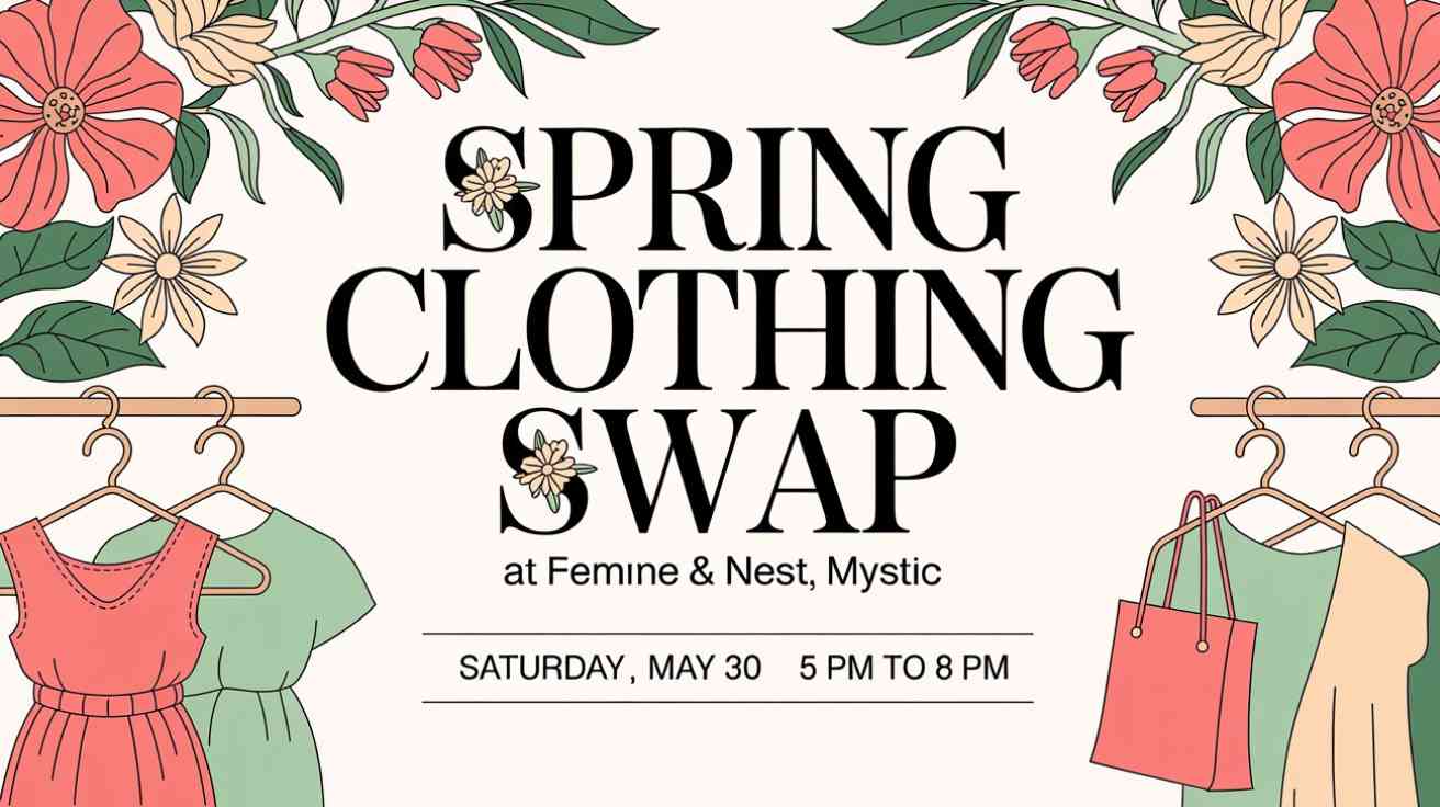 Clothing Swap at Femme and Nest Mystic May 30 5 pm to 8 pm