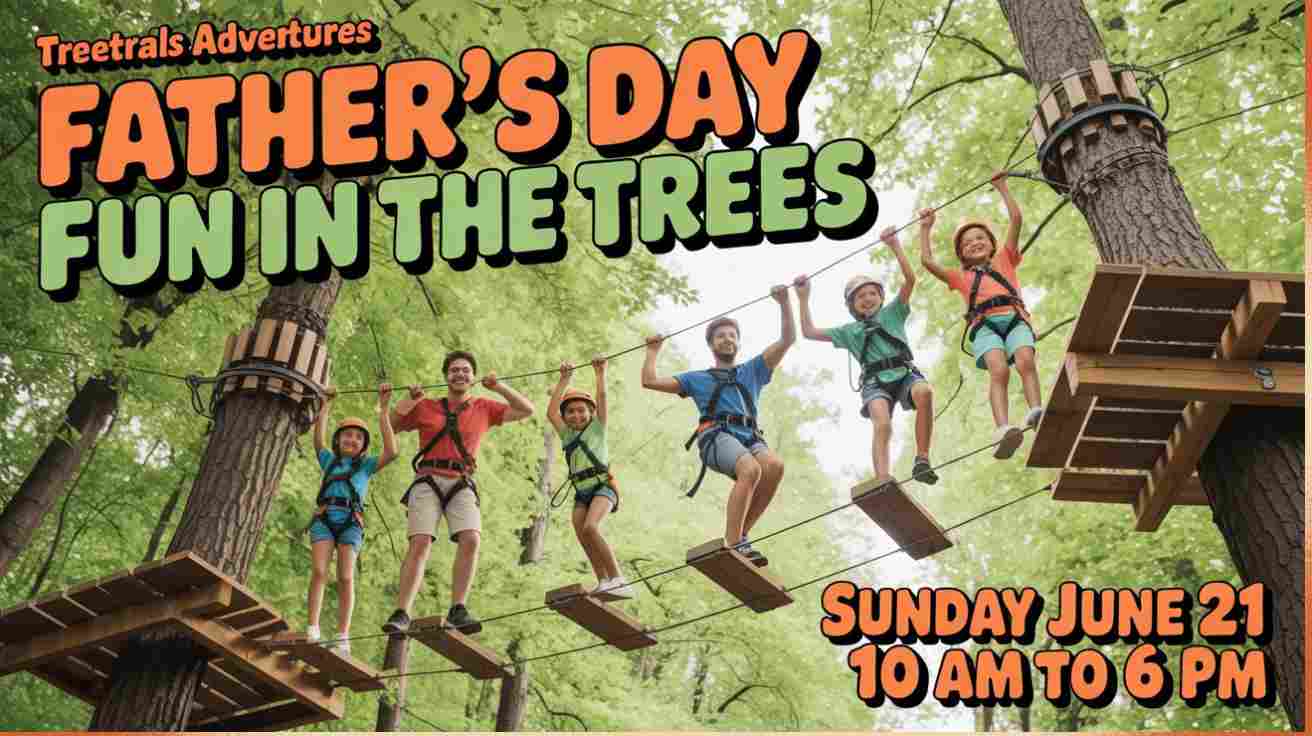 Fathers Day Fun in the Trees at TreeTrails Adventures Sunday June 21 10 am to 6 pm