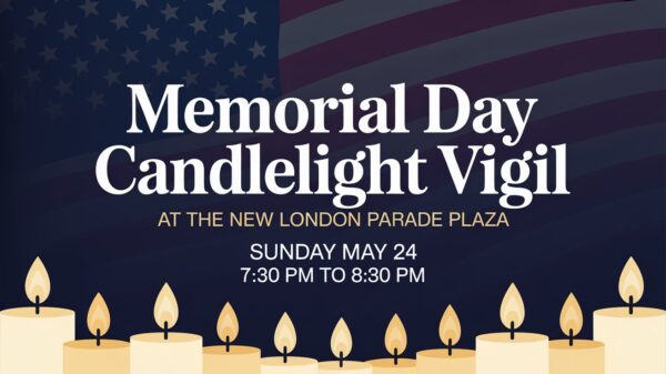Memorial Day Candlelight Vigil at the New London Parade Plaza Sunday May 24 from 730 pm to 830 pm
