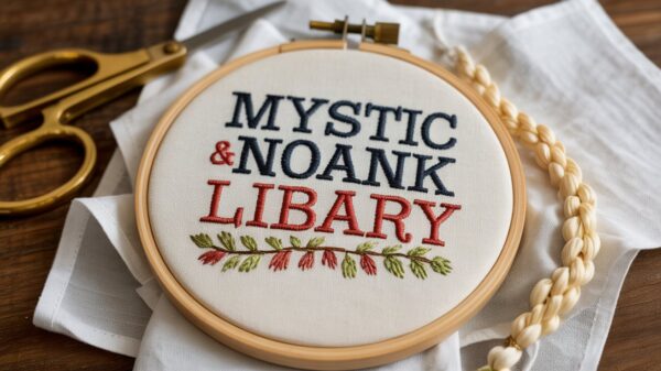 Mystic and Noank Library Embroidery Pop Up