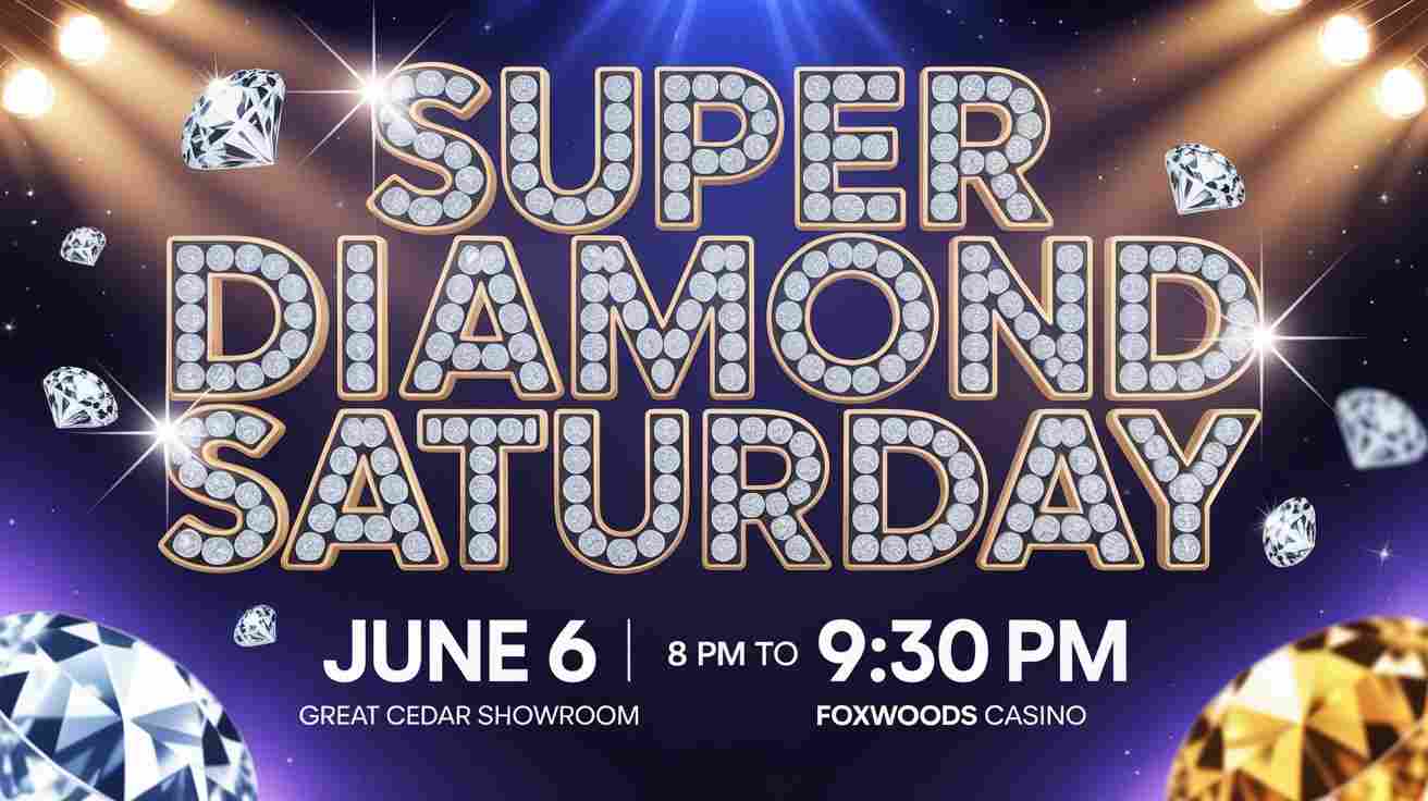 Super DIamond Saturday June 6 8pm to 930 pm in the Great Cedar Showroom at the Foxwoods Casino