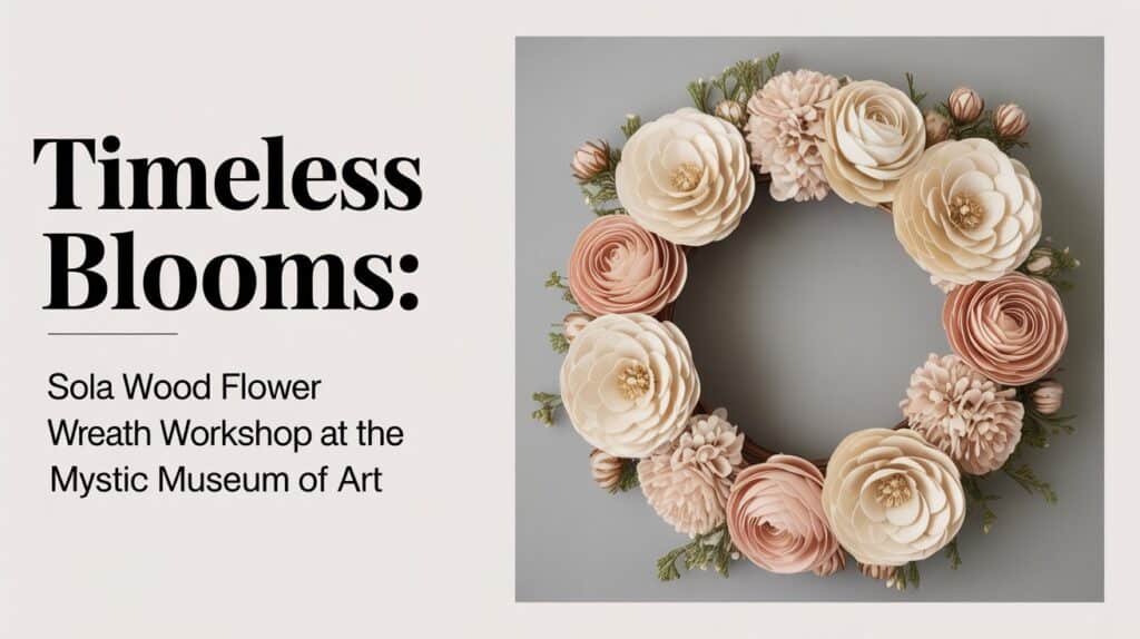 Timeless Blooms SOla Wood Flower Wreath Workshop at the Mystic Museum of Art