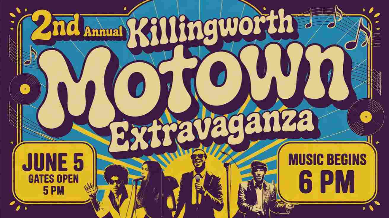 2nd Annual Killingworth Motown Experience Extravaganza June 5 Gates Open 5pm Music Starts 6pm
