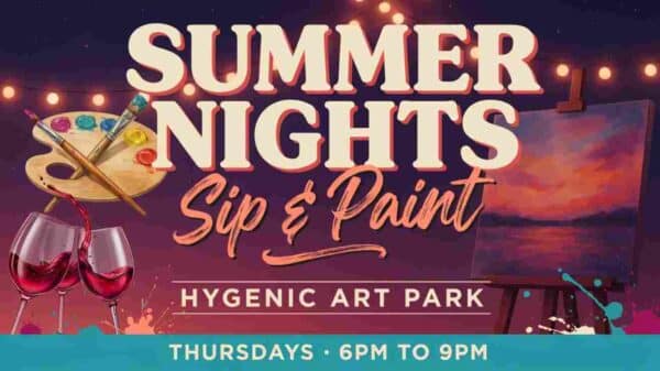 Summer Nights Sip and Paint at Hygenic Art Park Thursdays 6pm to 9pm