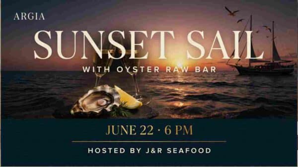 Sunset Sail with Oyster Raw Bar on the ARGIA June 22 6pm