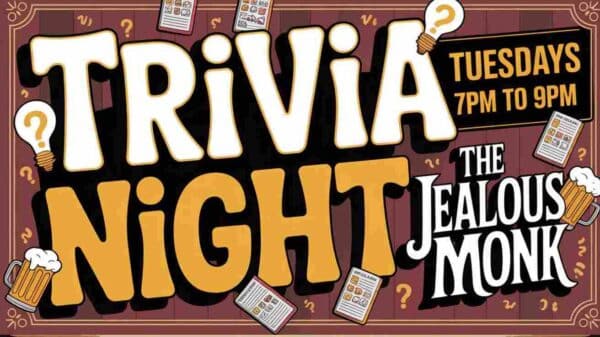 Trivia Night at the Jealous Monk Tuesdays 7 pm to 9 pm