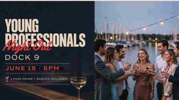 Young Professionals Night Out at Dock 9 June 18 6pm 1 free drink and snacks included