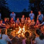 DPNC Nature Night Out kids around a campfire