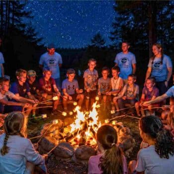 DPNC Nature Night Out kids around a campfire