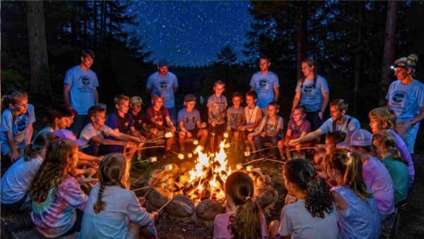 DPNC Nature Night Out kids around a campfire