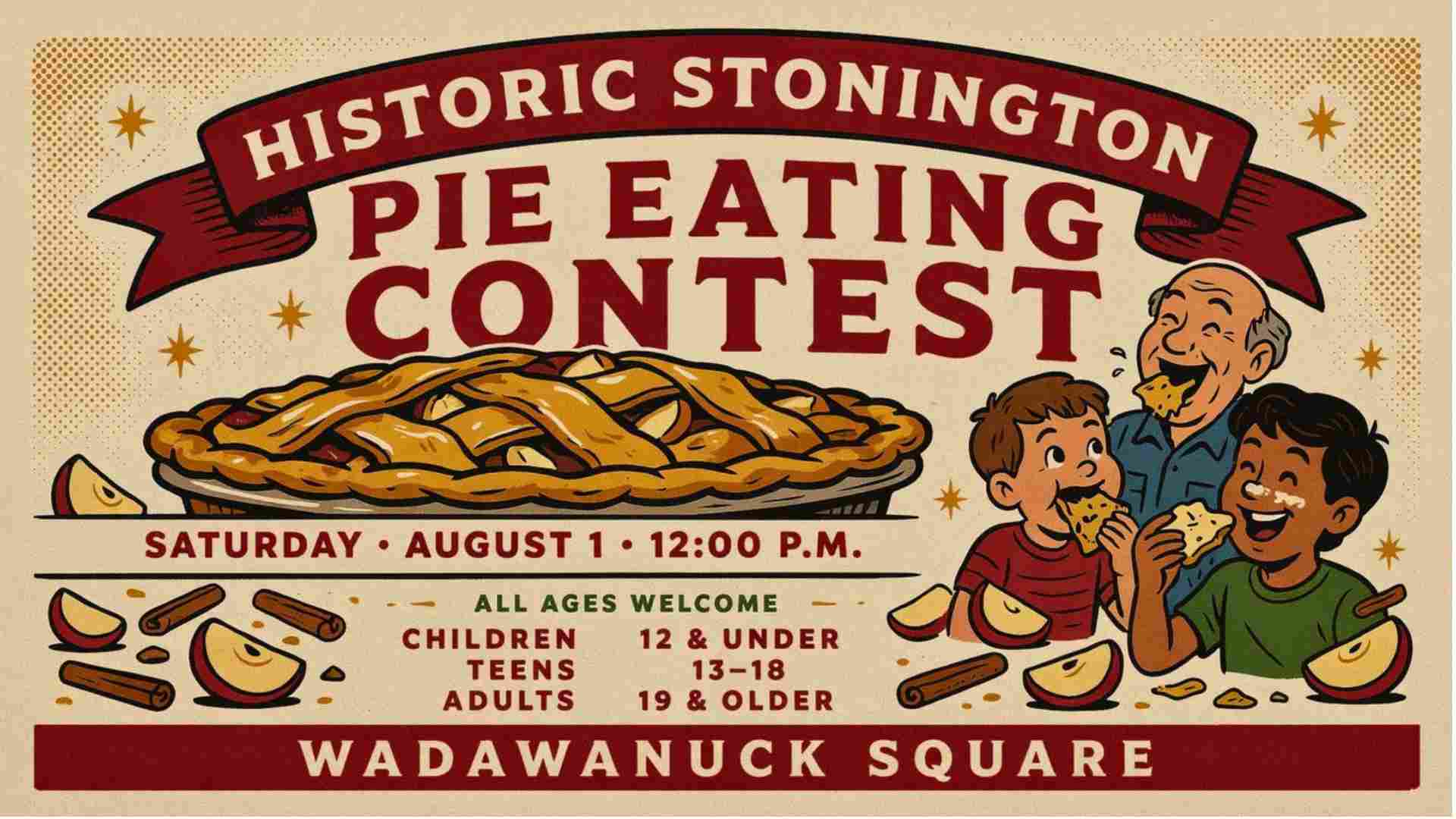 Historic Stonington Pie Eating Contest Saturday August 1 at 12pm