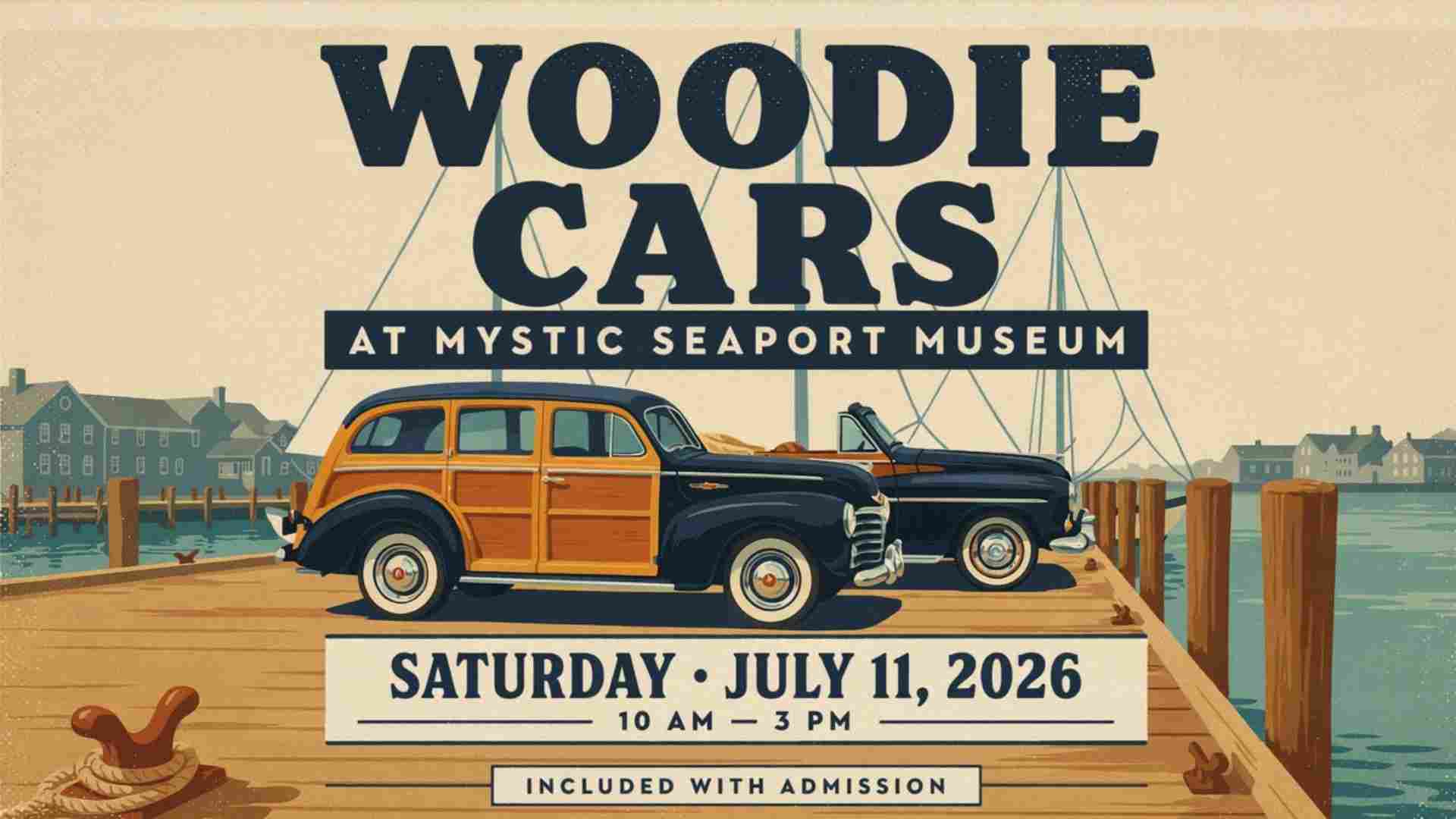 Woodie Cars at Mystic Seaport Museum Saturday July 11 2026 10 am to 3 pm included with admission