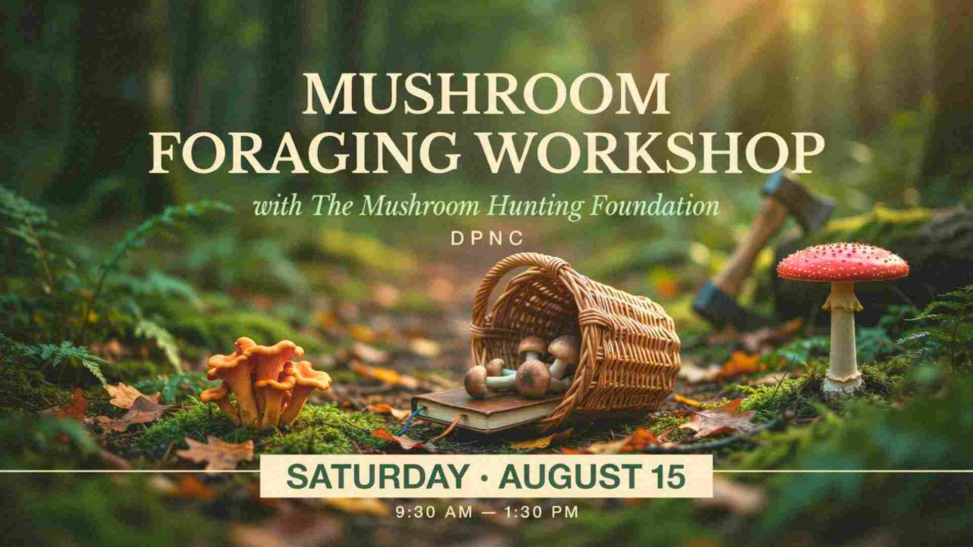 Mushroom Foraging Workshop with the Mushroom Hunring Foundation at the DPNC Saturday August 15 930 am - 130 pm