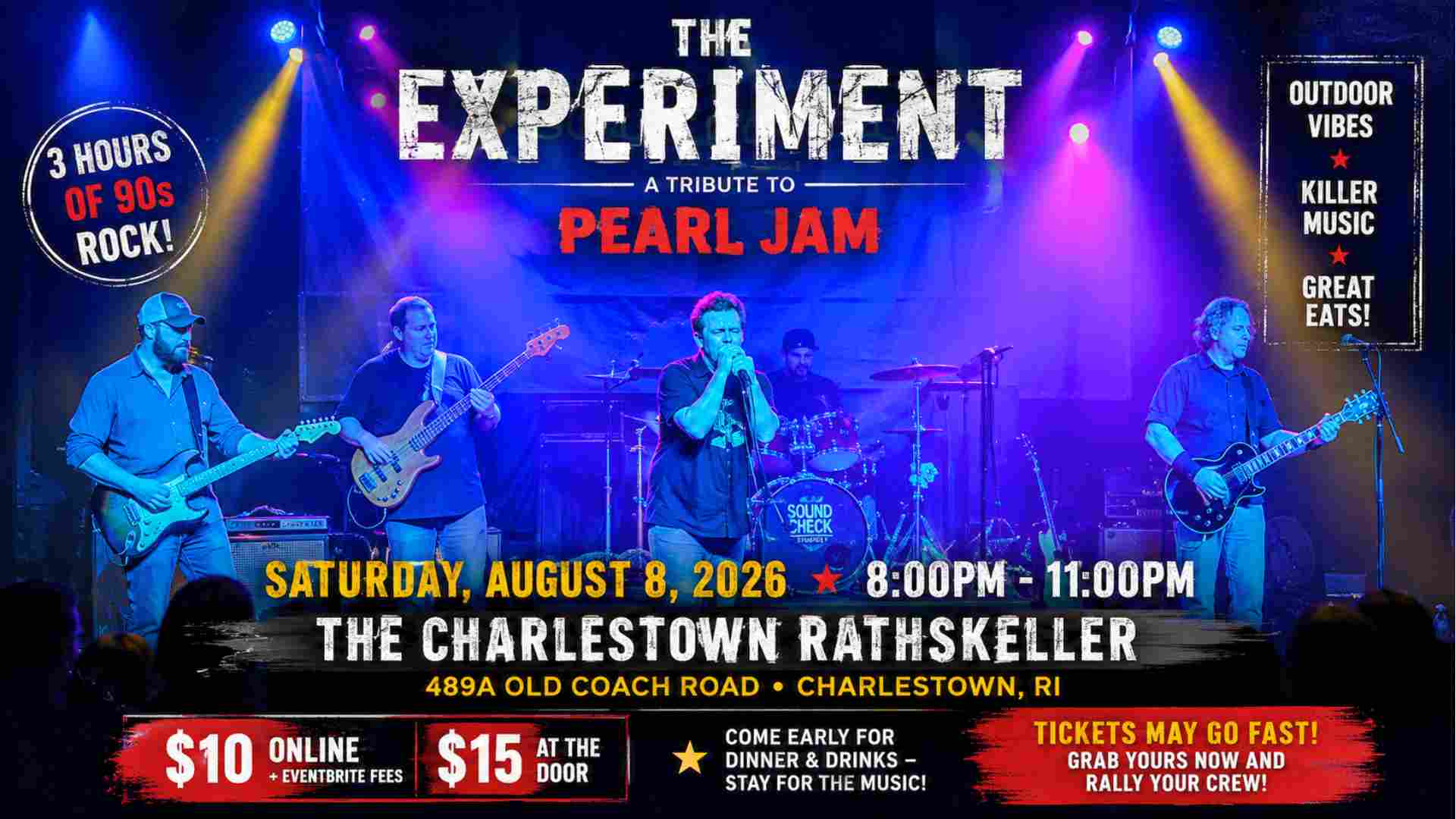 The Experiment a Tribute to Pearl Jam Saturday August 8 8pm - 11pm at the Charlestown Rathskeller