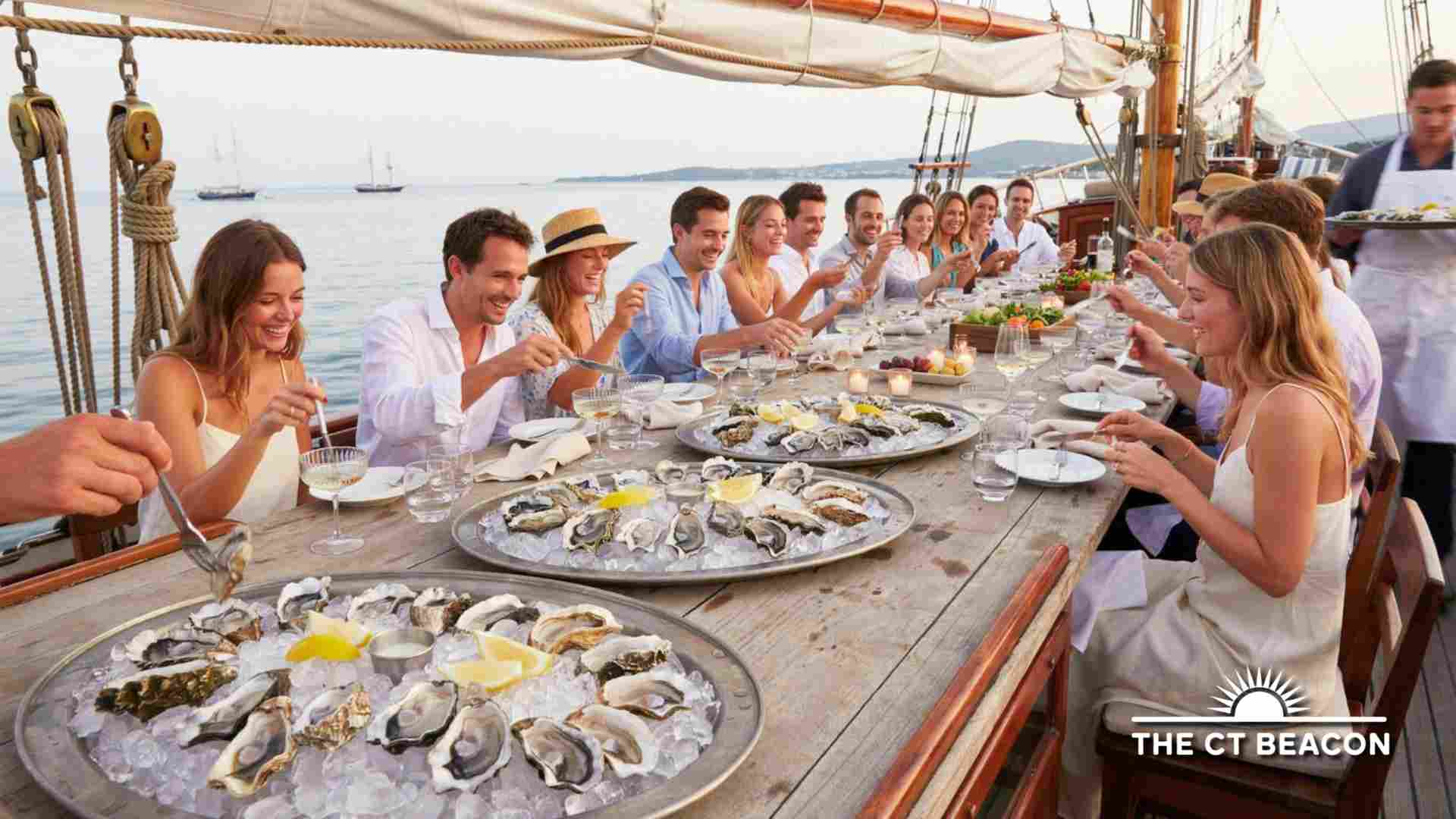 Oyster Shucking Aboard ARGIA Pairs Mystic River Oysters With a Sunset Sail
